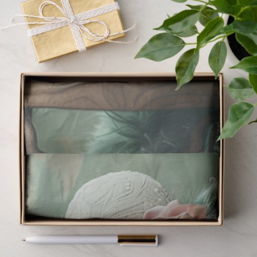 Franse kat salie groene decoupage Tissuepapier (Geschenk)