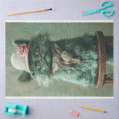 Franse kat salie groene decoupage Tissuepapier (Craft)