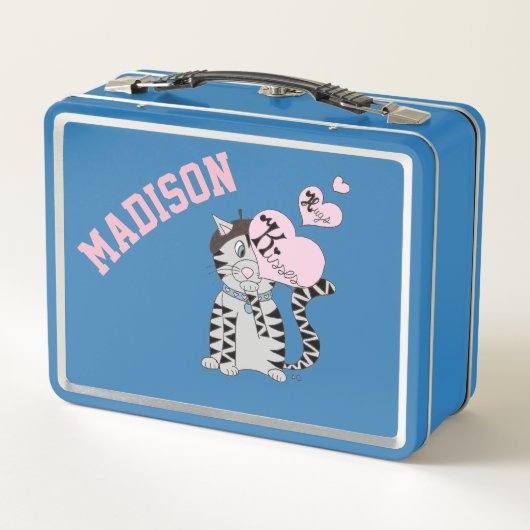 Franse kattengepersonaliseerde kinderen lunchbox (Achterkant)
