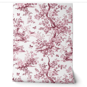 Franse kersen behang Toile de Jouy