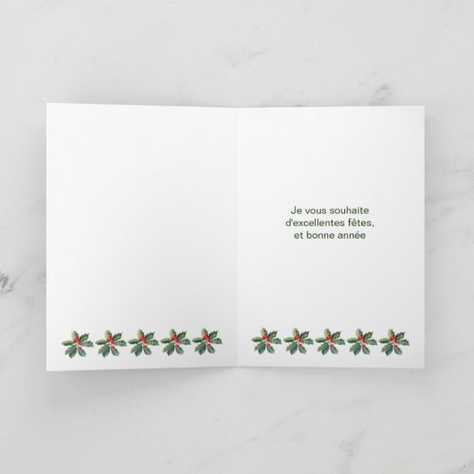 Franse Kerst, Holly krans Vakantie Kaart (Binnen)