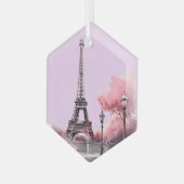 Franse Kerst in Zacht Roze Vorm Glas Ornament (Voorkant links)