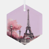 Franse Kerst in Zacht Roze Vorm Glas Ornament (Achterkant)