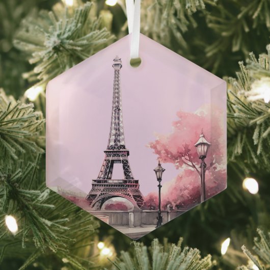 Franse Kerst in Zacht Roze Vorm Glas Ornament (Insitu)