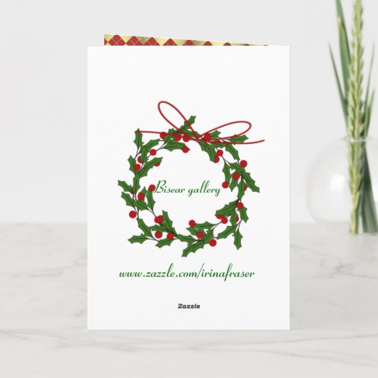 Franse kerst Kaart met bel en hulst (Achterkant)