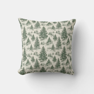 Franse Kerst Toile Green Sierkussen