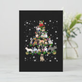 Franse kerstboom met gevlogen licht bedankkaart (Staand voorkant)