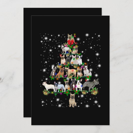 Franse kerstboom met gevlogen licht bedankkaart (Voorkant / Achterkant)