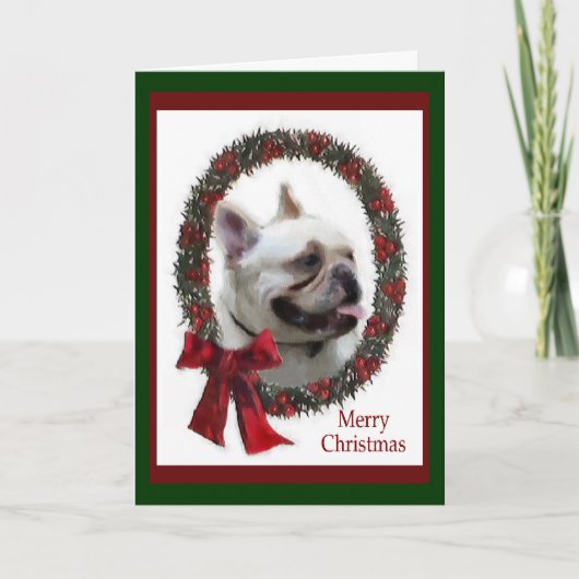 Franse kerstcadeautjes met Bulldog Feestdagen Kaart (Voorkant)