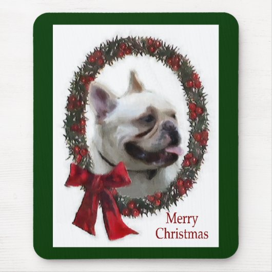 Franse kerstcadeautjes met Bulldog Muismat (Voorkant)