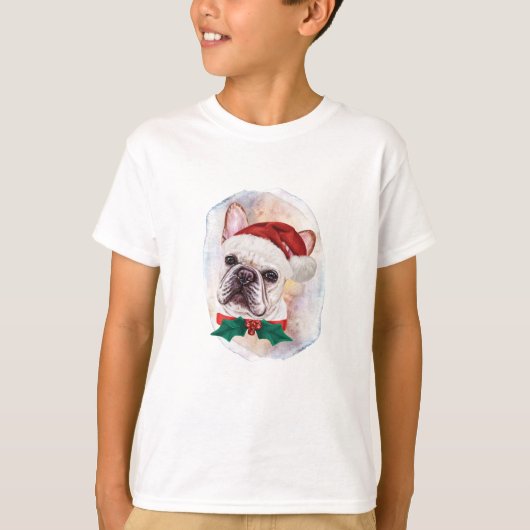 Franse kerstcadeautjes met bulledog voor Hondenlie T-shirt (Voorkant)
