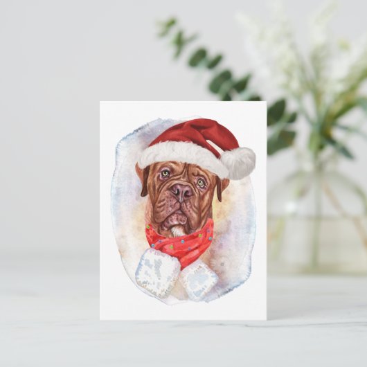 franse kerstcadeautjes voor honden feestdagenkaart (Staand voorkant)