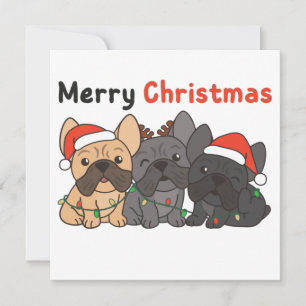 Franse kerstdieren met bulledog Cute Dogs Invitat Kaart