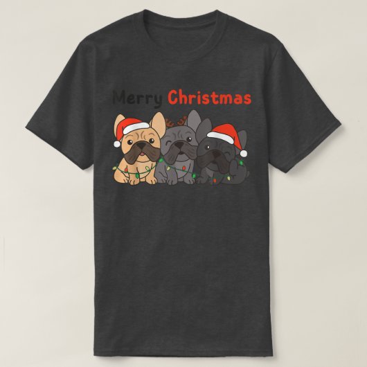 Franse kerstdieren met bulledog Cute Dogs Merry C T-shirt (Design voorkant)
