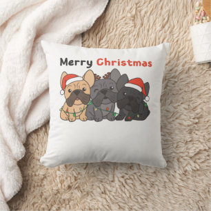Franse kerstdieren met bulledog, luiftige honden kussen