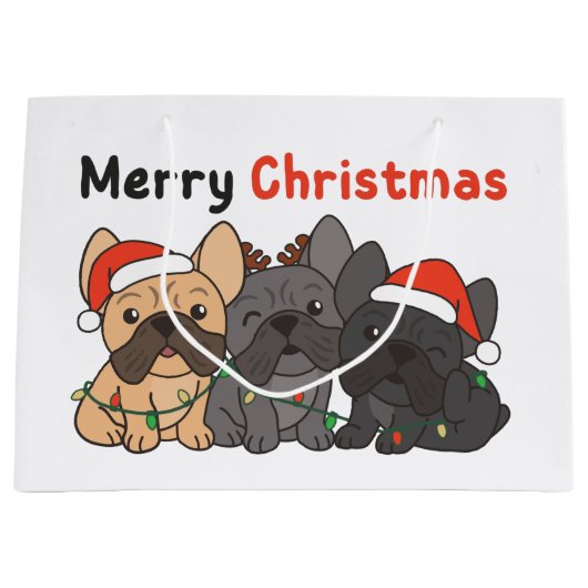 Franse kerstdieren met bulletshandel dragen hoge h groot cadeauzakje (Voorkant)