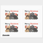 Franse kerstdieren met bulletshond, luidophangplei rechthoekige sticker (Vel)