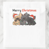 Franse kerstdieren met bulletshond, luidophangplei rechthoekige sticker (Tas)