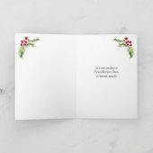 Franse kerstHolly Pine Bells Feestdagen Kaart (Binnen)