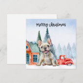 Franse kersthond feestdagenkaart (Voorkant / Achterkant)