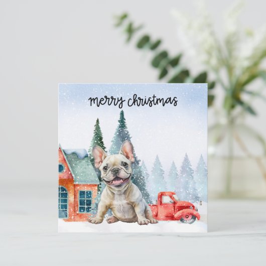 Franse kersthond feestdagenkaart (Staand voorkant)