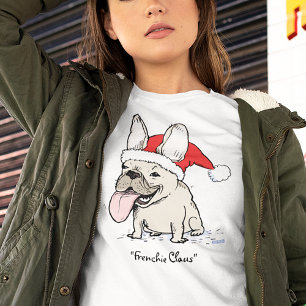 Franse kersthond Frenchie Dog Santa Clause T-shirt