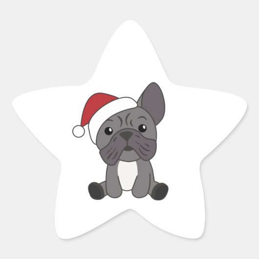 Franse kersthond Winterdieren Star  Ster Sticker (Voorkant)