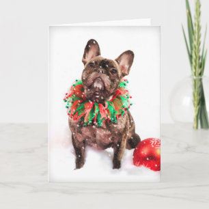 Franse kerstkaart Bulldog Frenchie Feestdagen Kaart