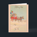 Franse kerstkaart Joyeux Noël Feestdagen Kaart<br><div class="desc">Retro / Vintage French Christmas greeting card. Mooi little angel driving a donkey cart full of toys. Gelukkig Kerstfeest! Merry Christmas!</div>