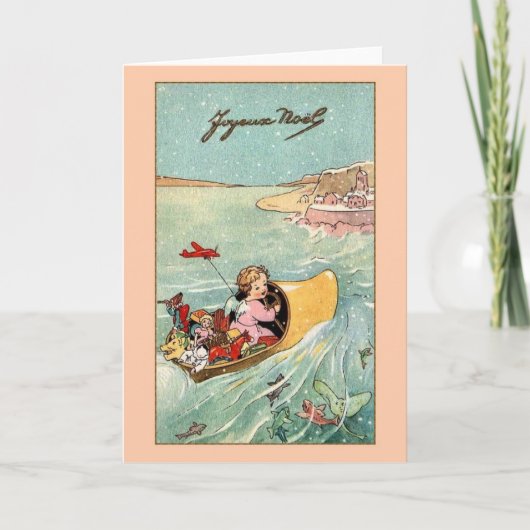 Franse kerstkaart Joyeux Noël Feestdagen Kaart (Voorkant)