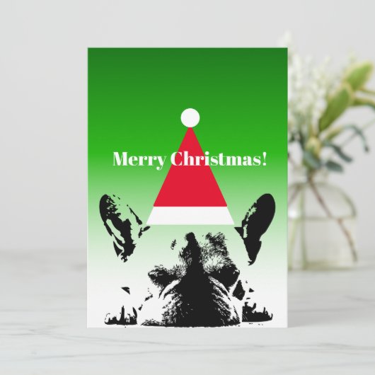 Franse kerstkaart met bulledog (Staand voorkant)