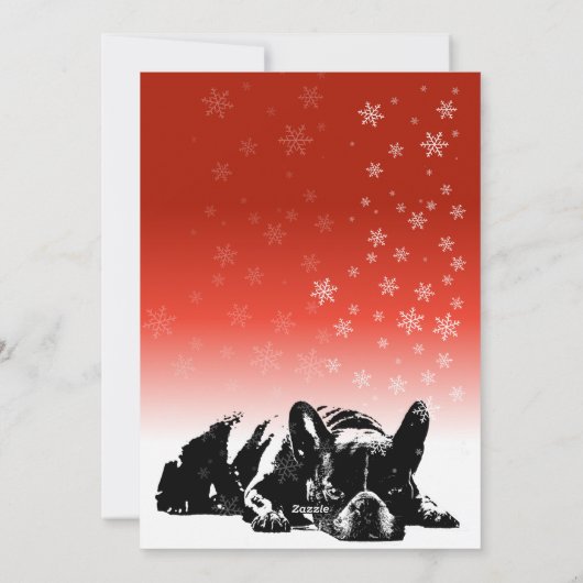 Franse kerstkaart met bulledog (Achterkant)