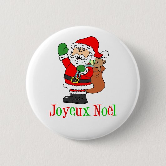 Franse kerstkerstkerstkerstkerstkerstman Joyeux No Ronde Button 5,7 Cm (Voorkant)