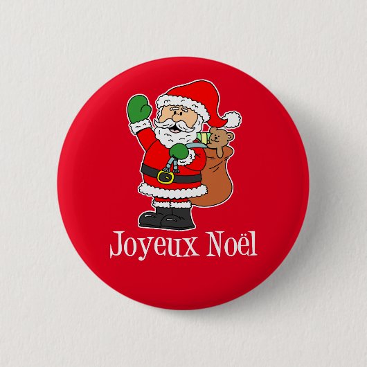 Franse kerstkerstkerstkerstkerstman Joyeux Noel Re Ronde Button 5,7 Cm (Voorkant)