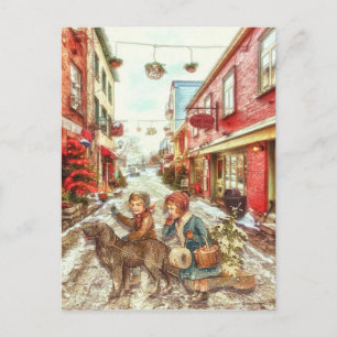 Franse kerstkinderen in de stad Briefkaart