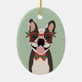 Franse kerstlampjes met Bulldog Reindeer Keramisch Ornament