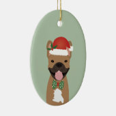 Franse kerstlampjes met Bulldog Reindeer Keramisch Ornament (Rechts)