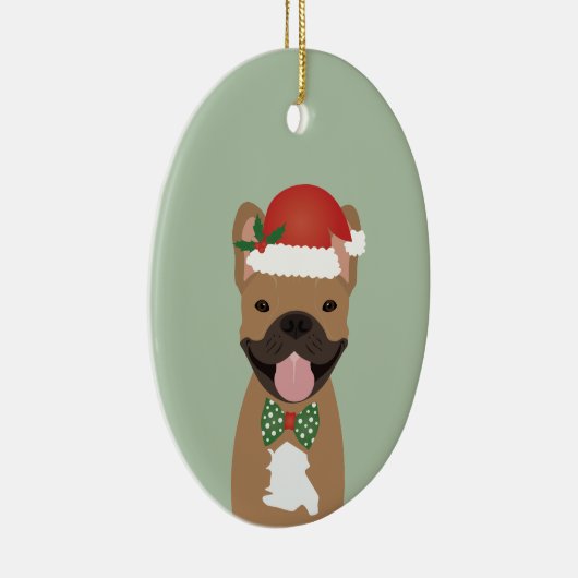 Franse kerstlampjes met Bulldog Reindeer Keramisch Ornament (Rechts)