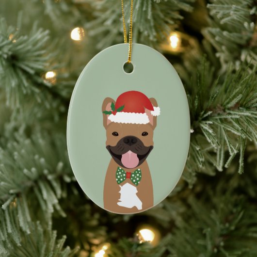 Franse kerstlampjes met Bulldog Reindeer Keramisch Ornament (Boom)