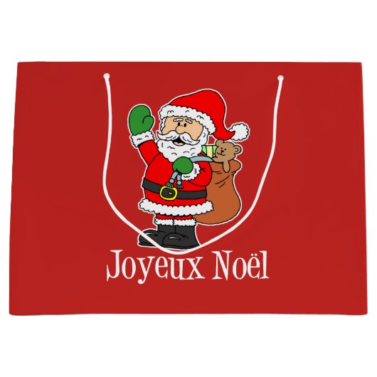 Franse kerstman Joyeux Noel (OP RED) Groot Cadeauzakje (Voorkant)
