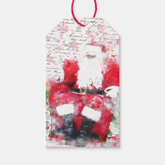  Franse kerstman (Waterverf) Labels met cadeaus Cadeaulabel (Voorkant)