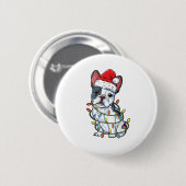 Franse kerstmanboom met bulledog ronde button 5,7 cm (Voorkant /achterkant)