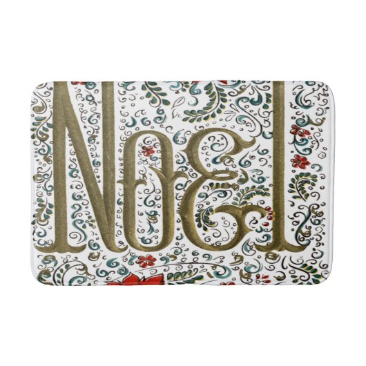 franse kerstpunsettia joyeux noel badmat (Voorkant)