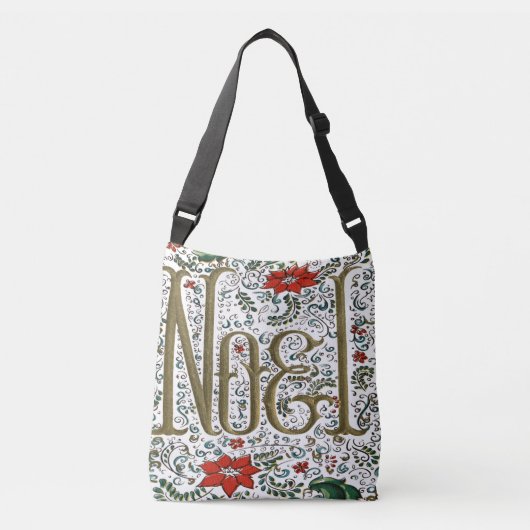 franse kerstpunsettia joyeux noel crossbody tas (Voorkant)