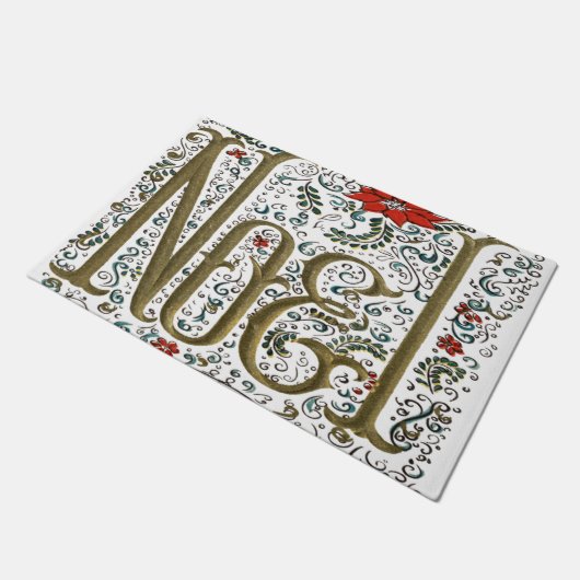  franse kerstpunsettia joyeux noel deurmat (Schuin)