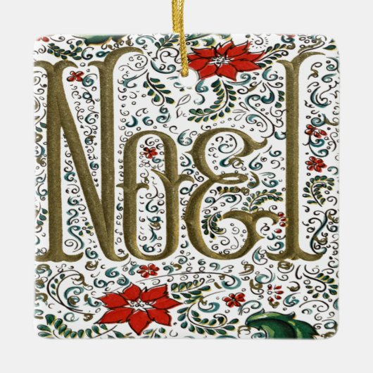  franse kerstpunsettia joyeux noel keramisch ornament (Voorkant)