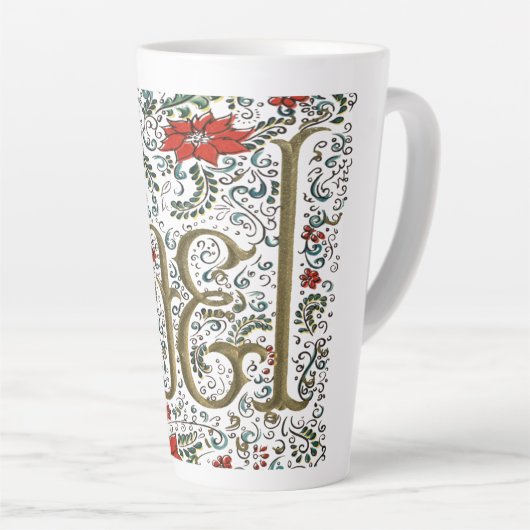  franse kerstpunsettia joyeux noel latte mok (Rechterhoek)