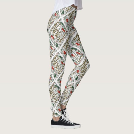  franse kerstpunsettia joyeux noel leggings (Rechts)