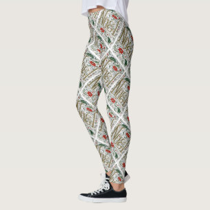  franse kerstpunsettia joyeux noel leggings