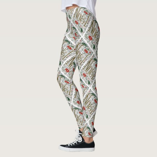 franse kerstpunsettia joyeux noel leggings (Links)